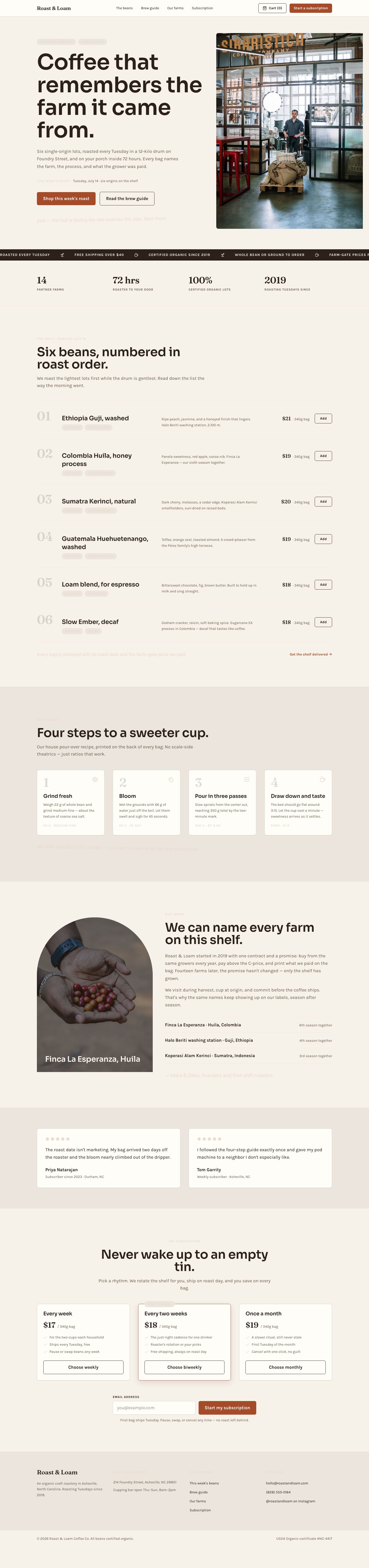 Coffee Roastery Website Template — full page preview