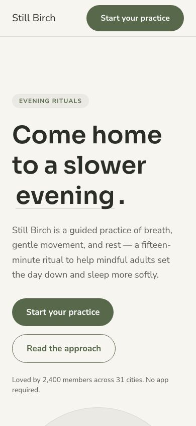 Still Birch — responsive mobile layout