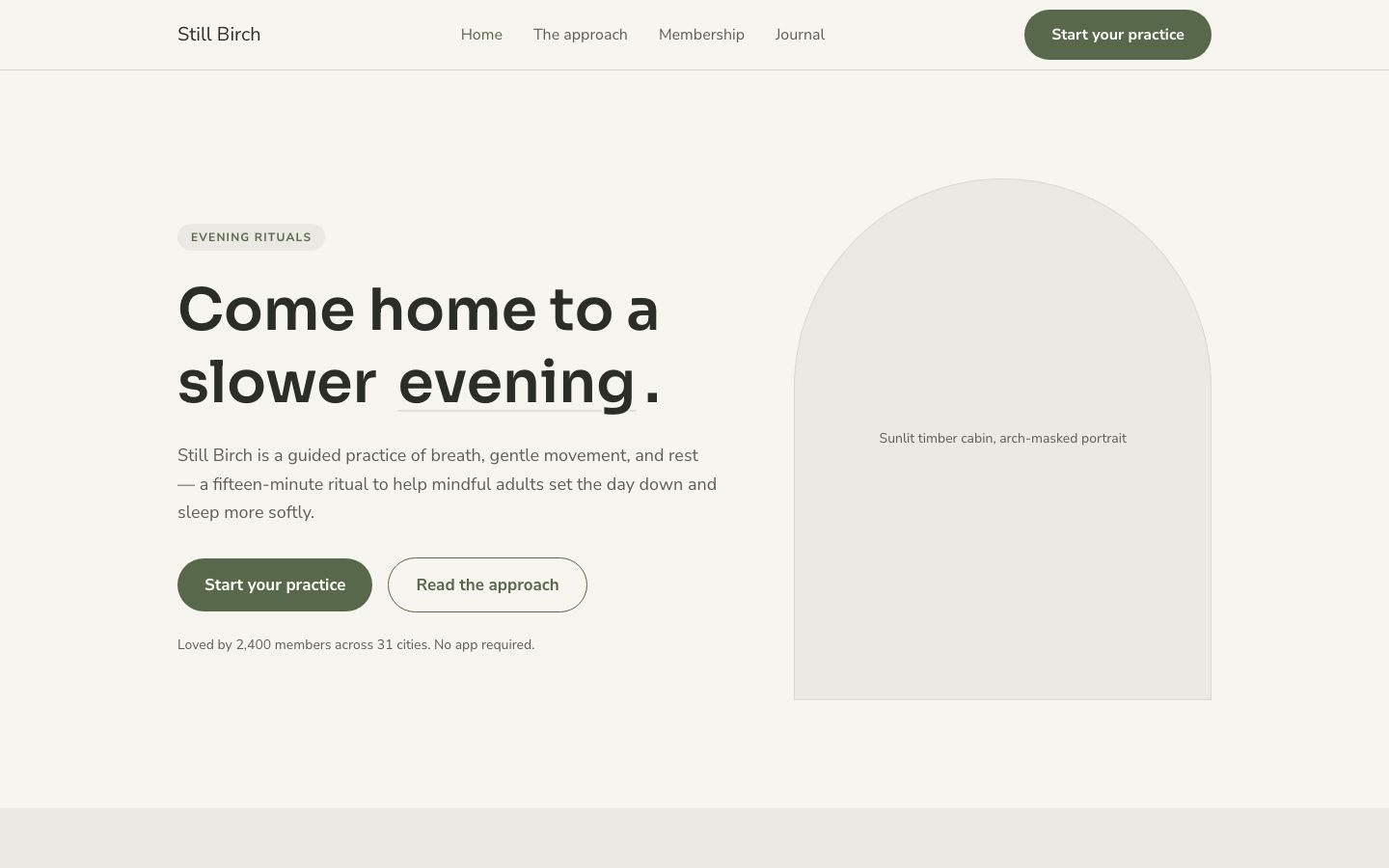 Still Birch — home page screenshot