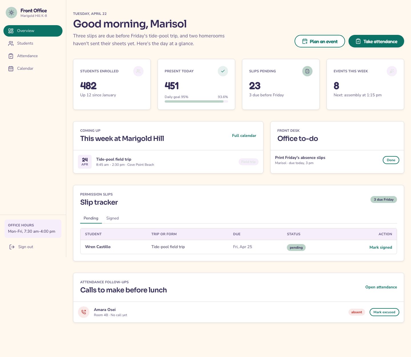 School Admin Dashboard Template — full page preview