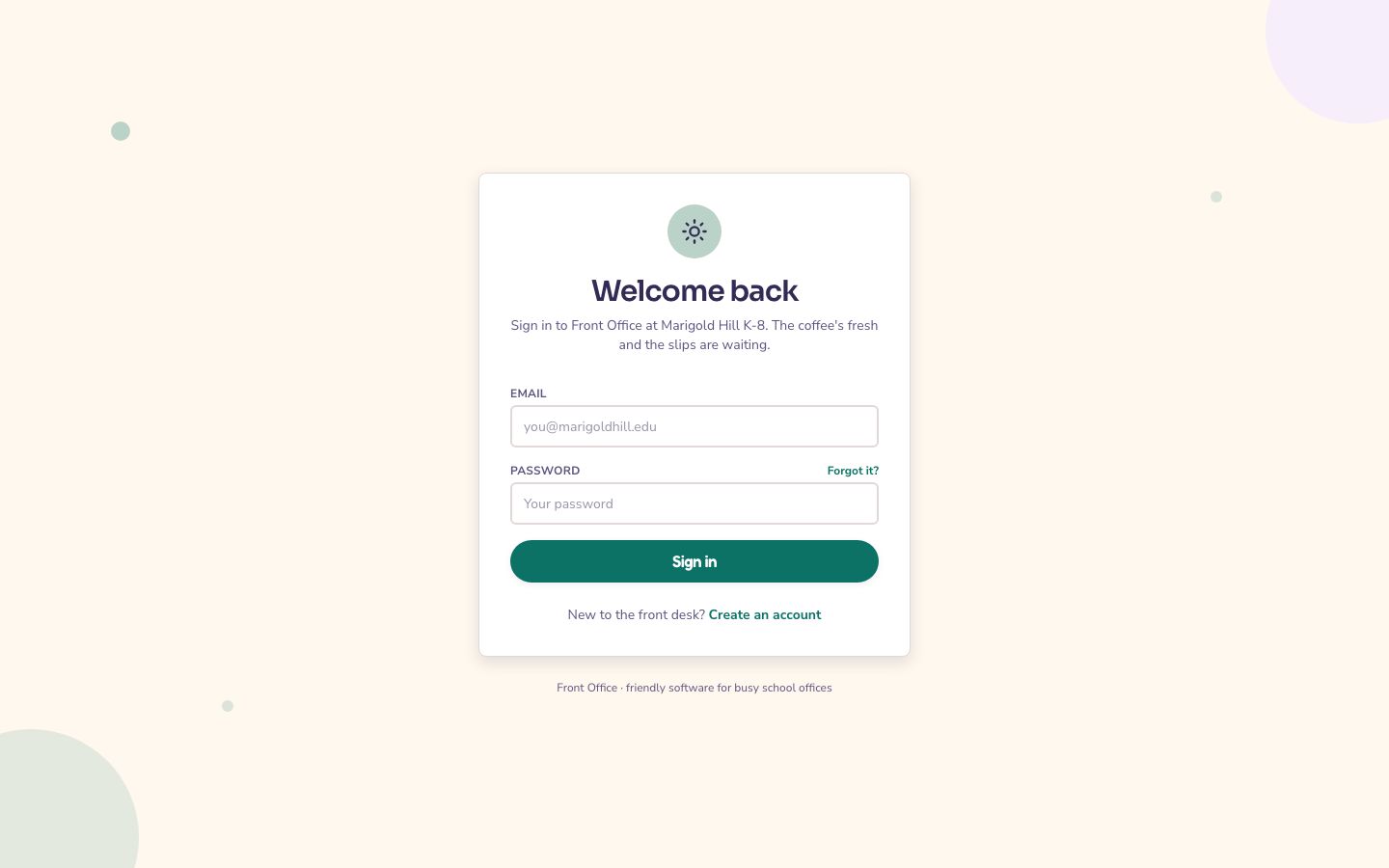 School Admin Dashboard Template — login page screenshot