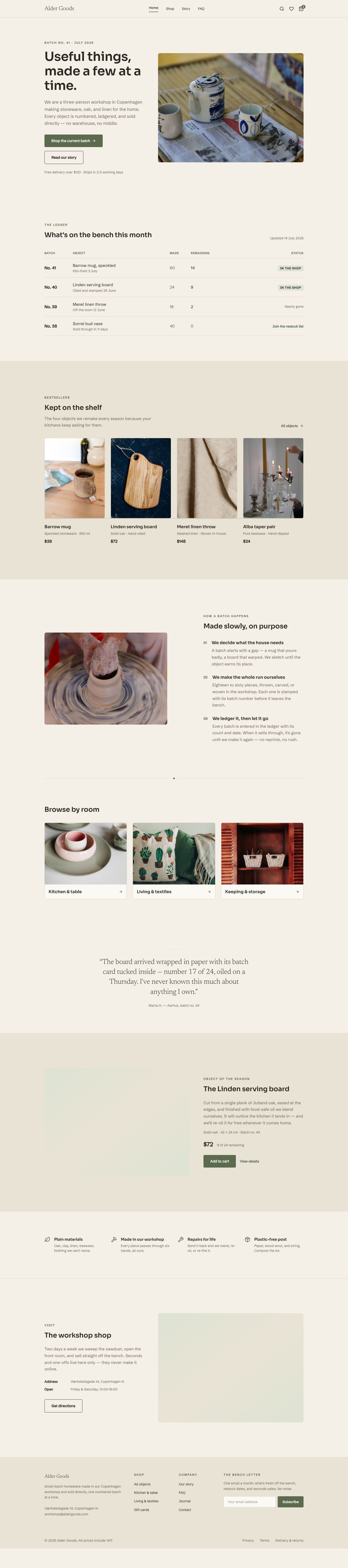 Artisan Ecommerce Website Template — full page preview