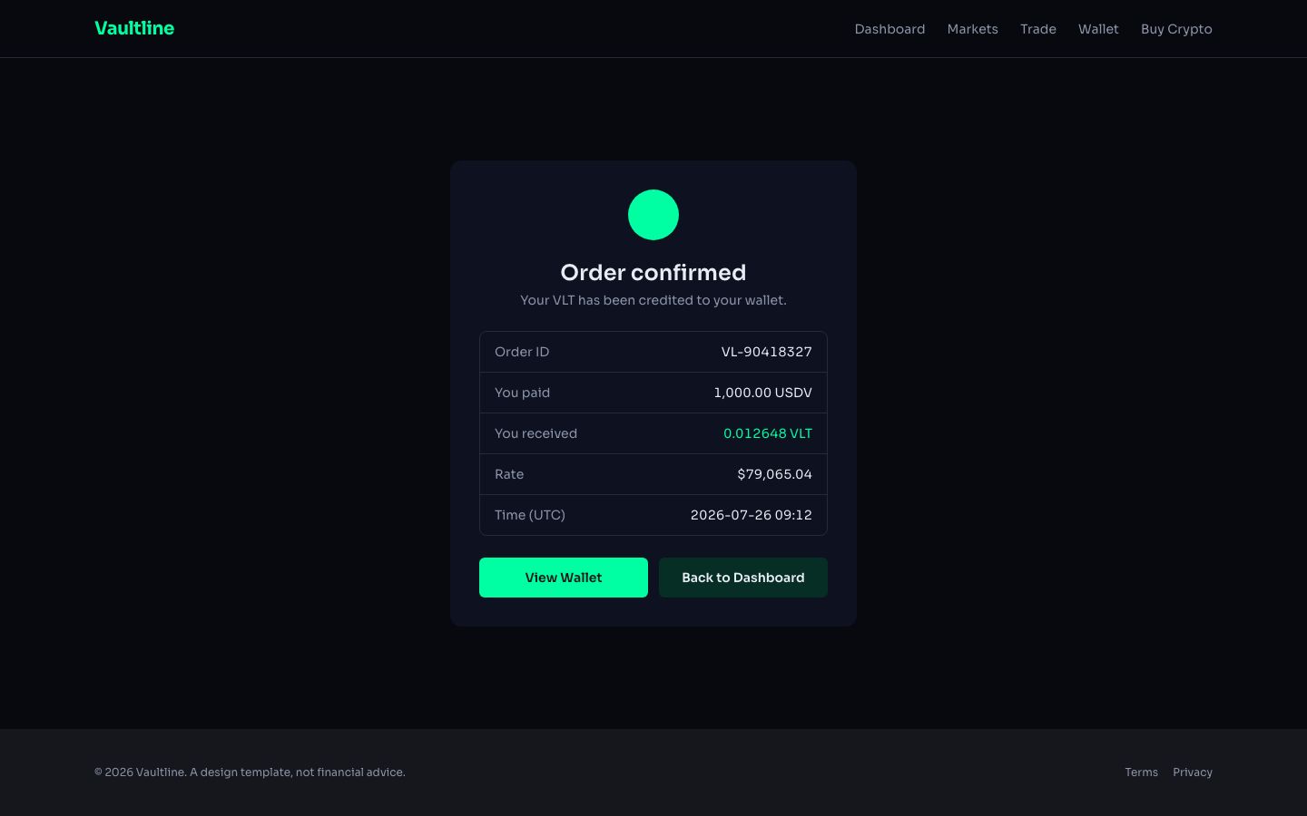Tech Fintech And Crypto — order confirmed page screenshot